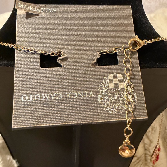 Vince Camuto Gold and Hot Pink Square Necklace - Picture 2 of 2